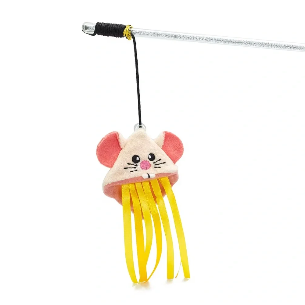Interactive Cat Toy Teaser with Crunch paper and Ring bell - Mouse Design